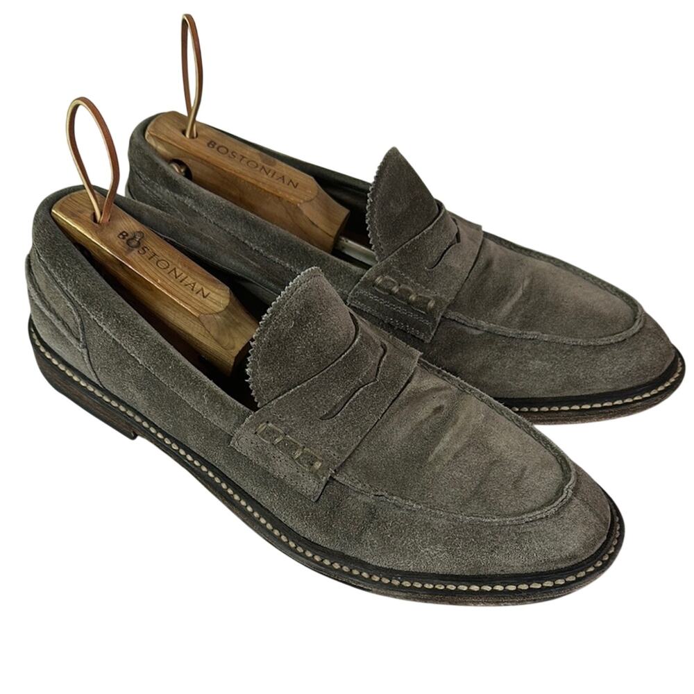 Officine creative SAX 001 gray Suede Penny Loafers handmade in Italy